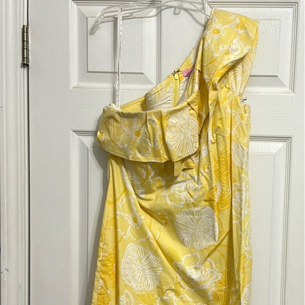 Lilly Pulitzer one shoulder yellow print dress